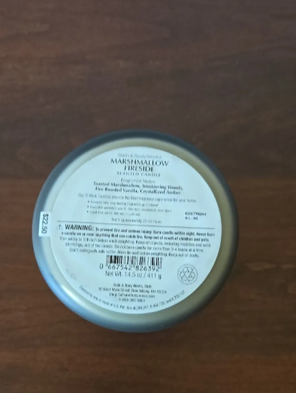 Bath & Body Works Marshmallow Fireside Candle - Green, Gold & Pink